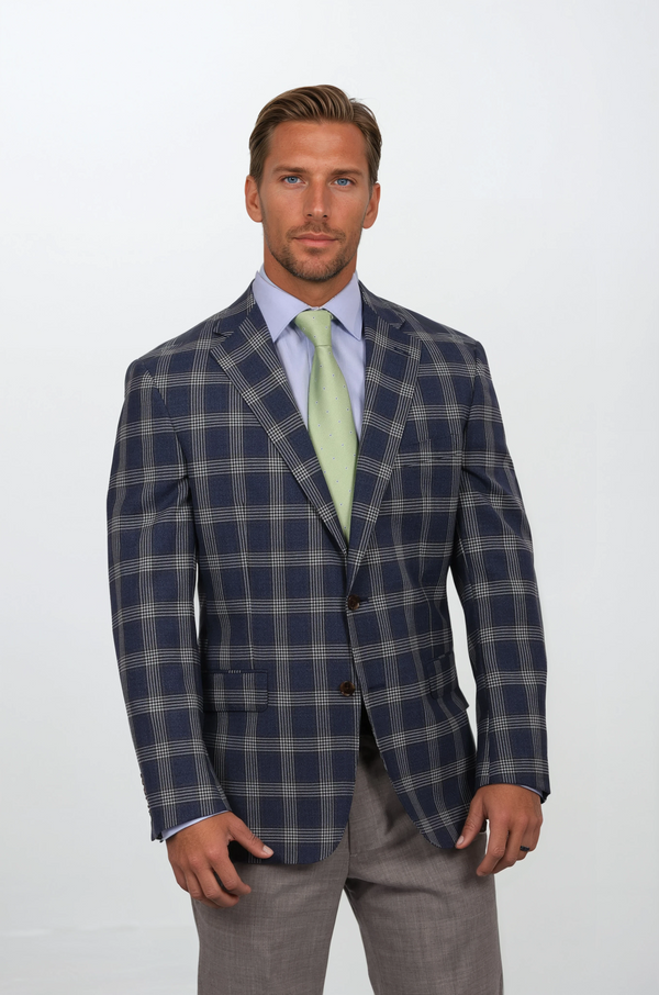 Men's Sport Coat | Audubon Indigo Glen Plaid Sport Coat | Haspel