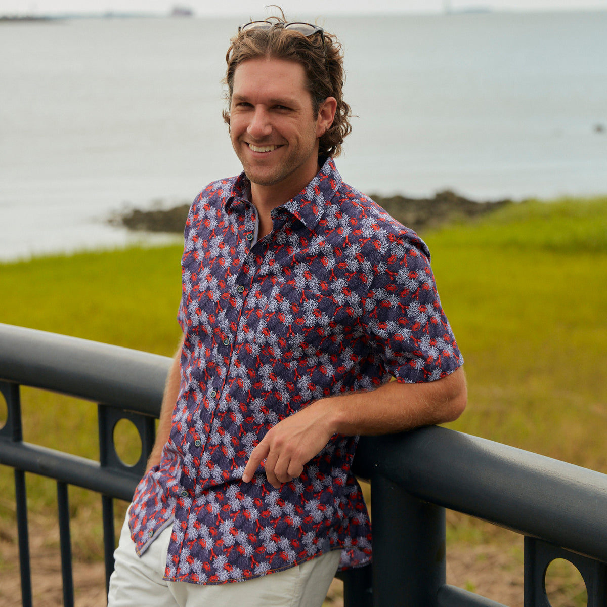 Make a fashion statement at all your crustacean inspired good times. That classic seersucker pucker will keep you cool while your shindig heats up. Prepare to be noticed with this bold and striking style.  100% Cotton Seersucker • Short Sleeve • Spread Collar • No Chest Pocket • Machine Wash • Made in Italy