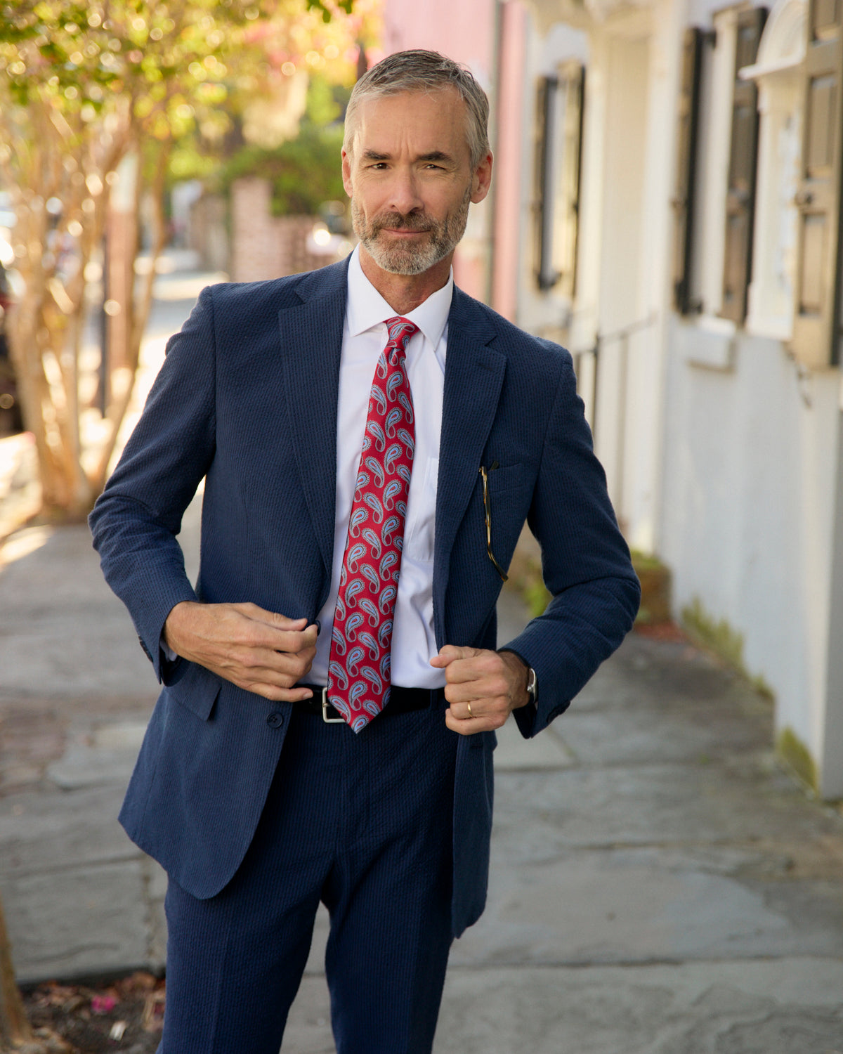 Vieux Carre Navy/Black Seersucker Stretch Pant