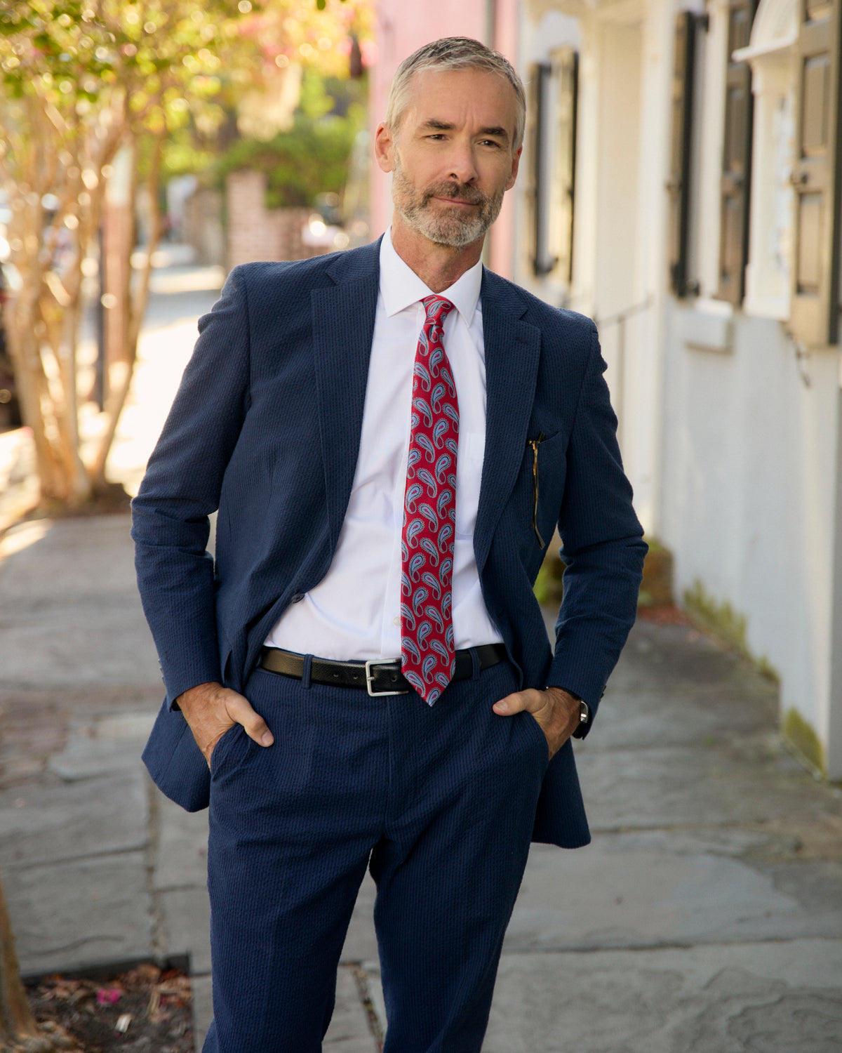 Vieux Carre Navy/Black Seersucker Stretch Pant