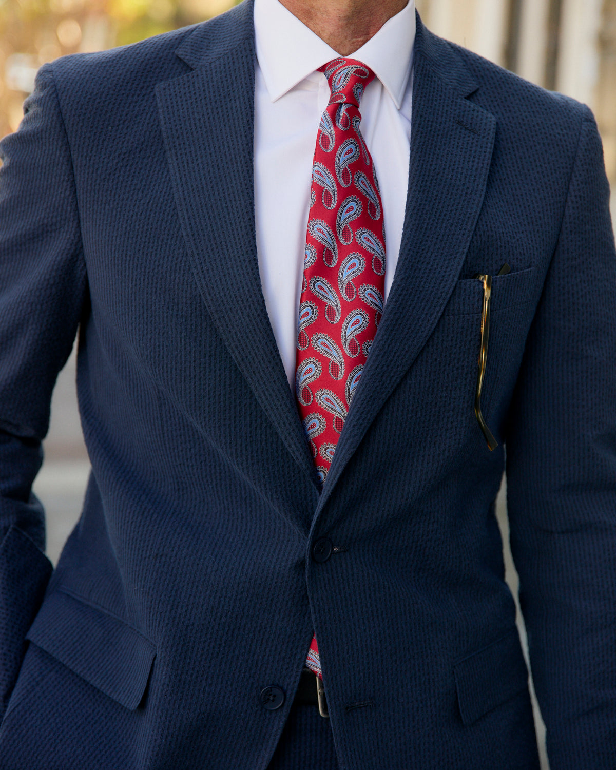 Vieux Carre Navy/Black Seersucker Stretch Sport Coat
