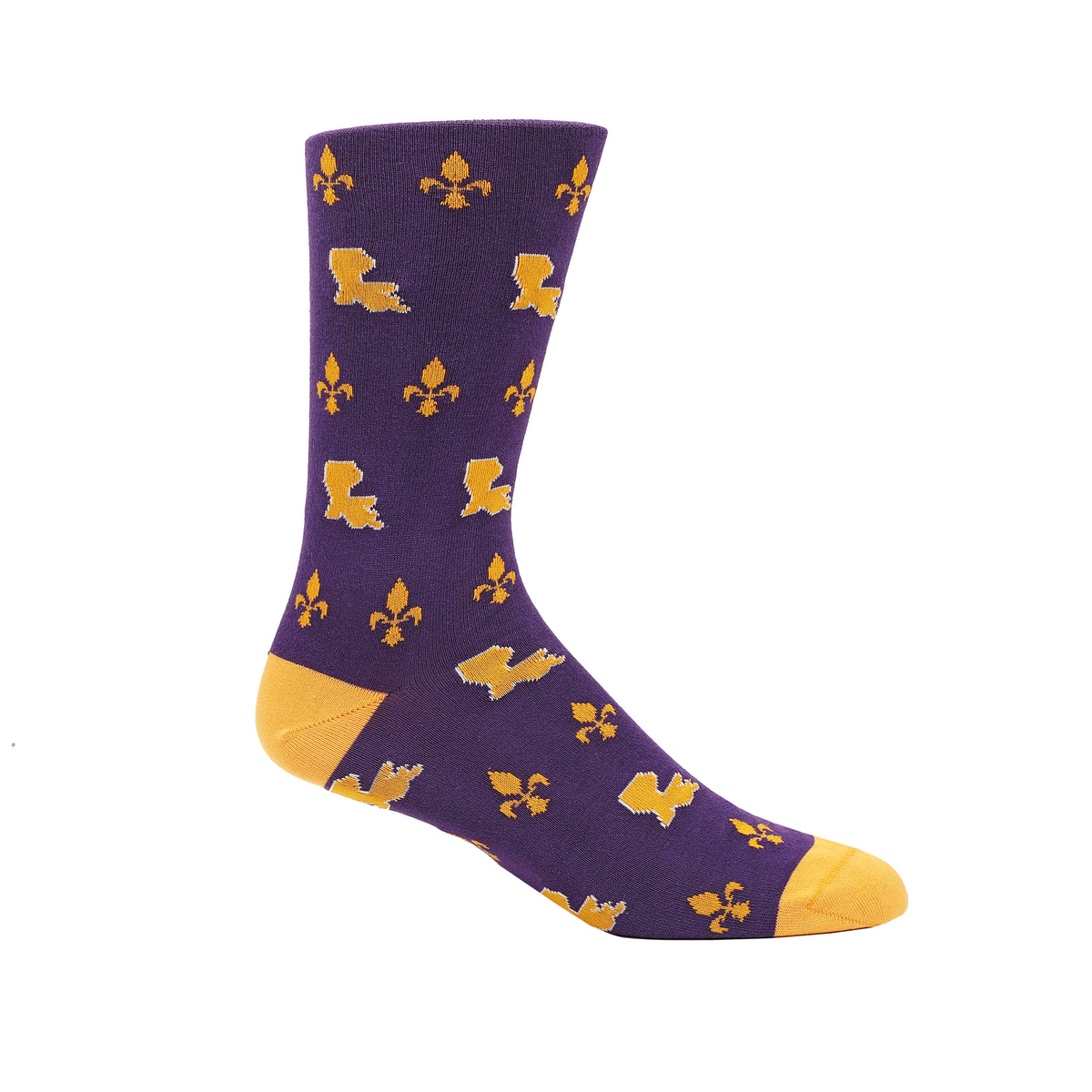 Purple & Gold Louisiana & Fleur De Lis Purple Socks