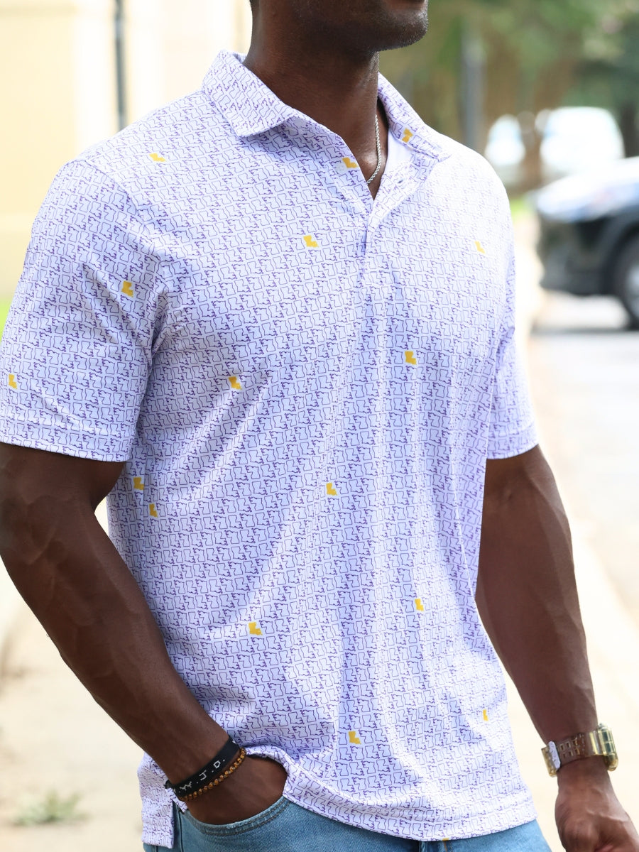 Purple & Gold Louisiana State Performance Polo