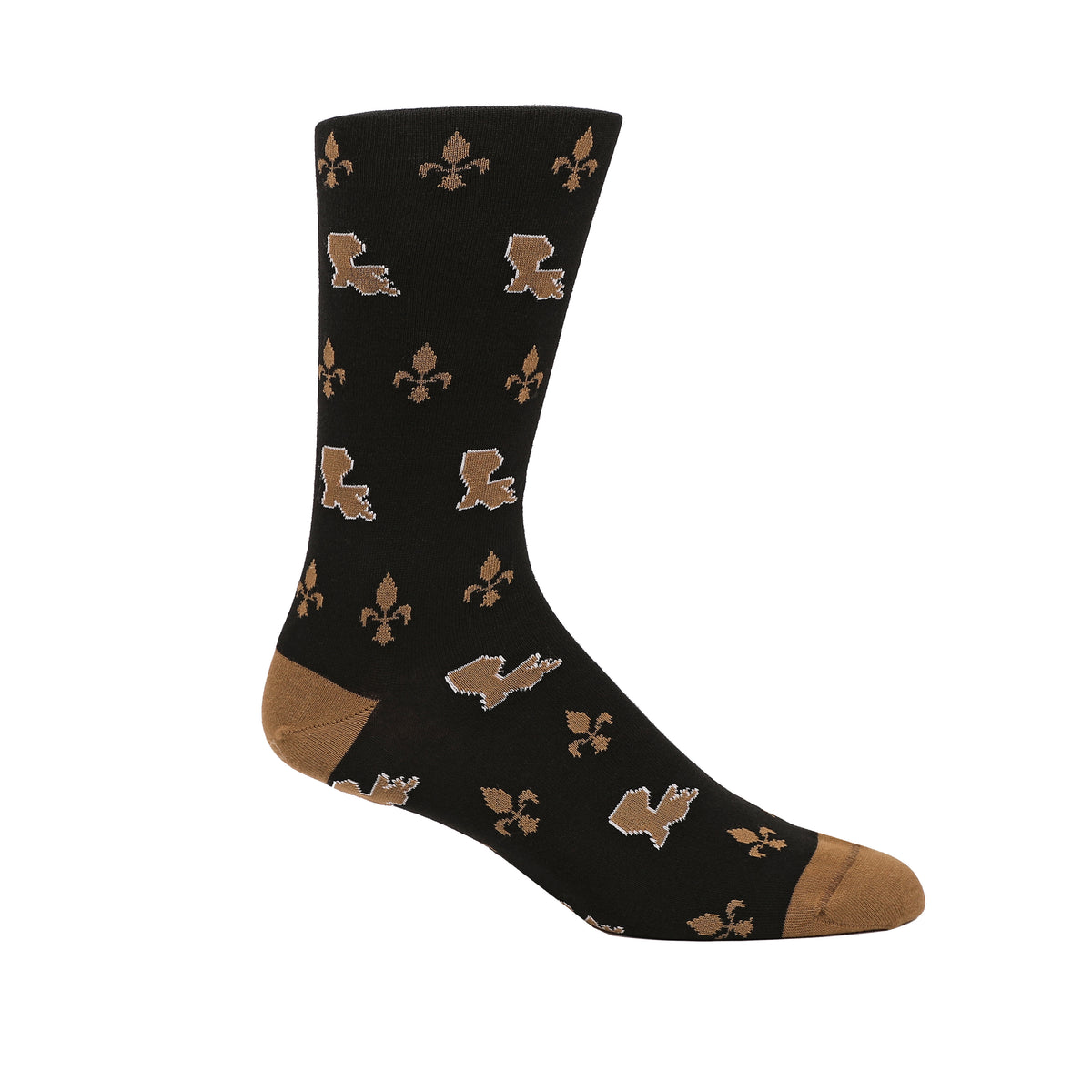 Black & Gold Louisiana & Fleur De Lis Black Socks