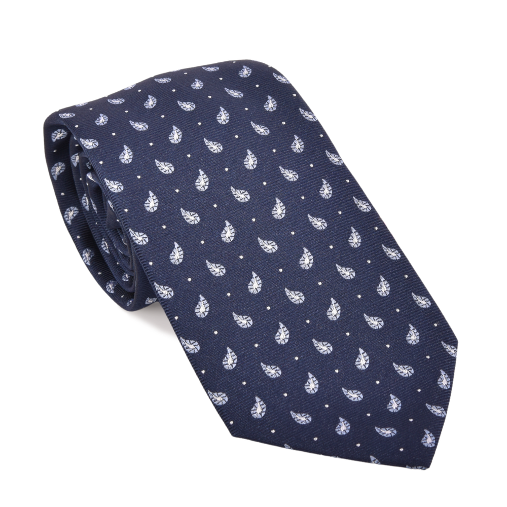 Navy with Lt. Blue & Silver Tear Drop Tie