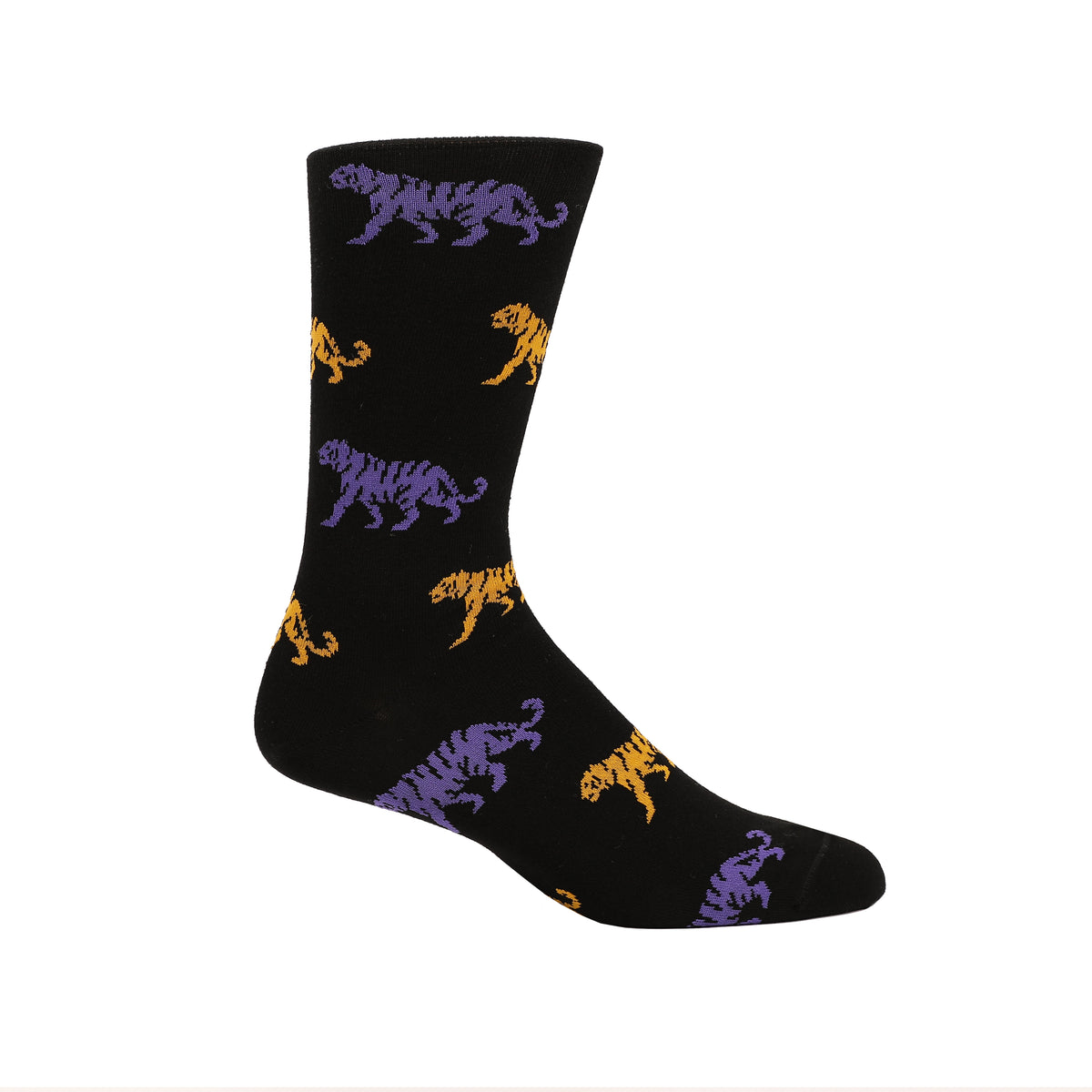Purple & Gold Tigers Black Socks