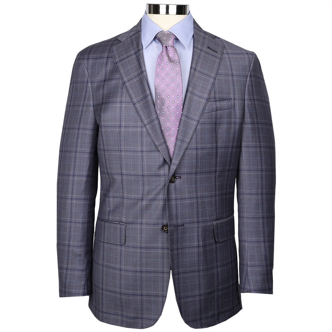 A stand out look for a stand up guy. Made in the USA of the most luxurious blend of wool, silk and linen.  Traditional Fit • 52% Wool / 38% Silk / 10% Linen • Natural Shoulder • Two Button • Flap Pockets • 3/4 Lined • Side Vents • Notch Lapel • Dry Clean Only • Made in USA