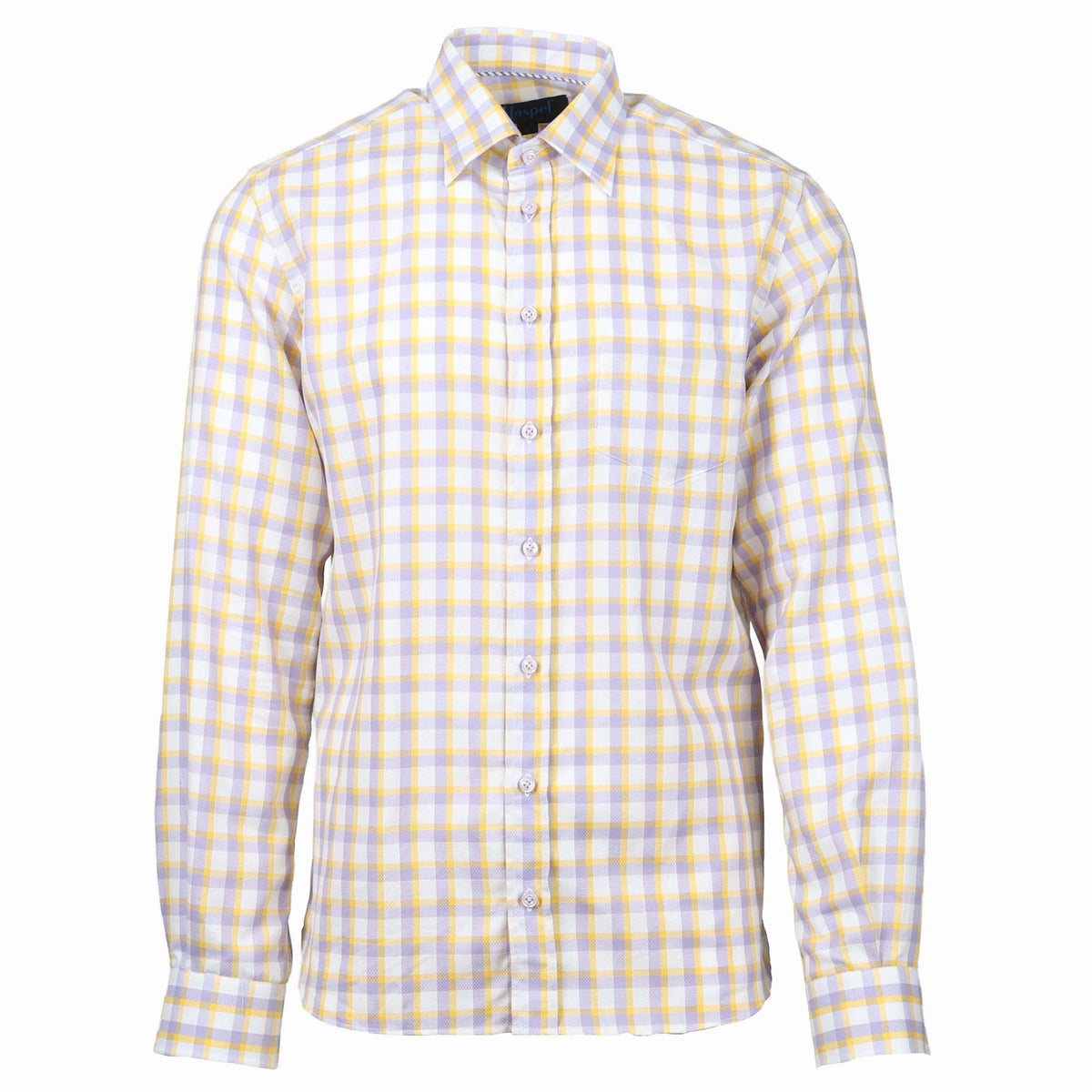 Treme Purple and Gold Textured Plaid Long Sleeve Shirt