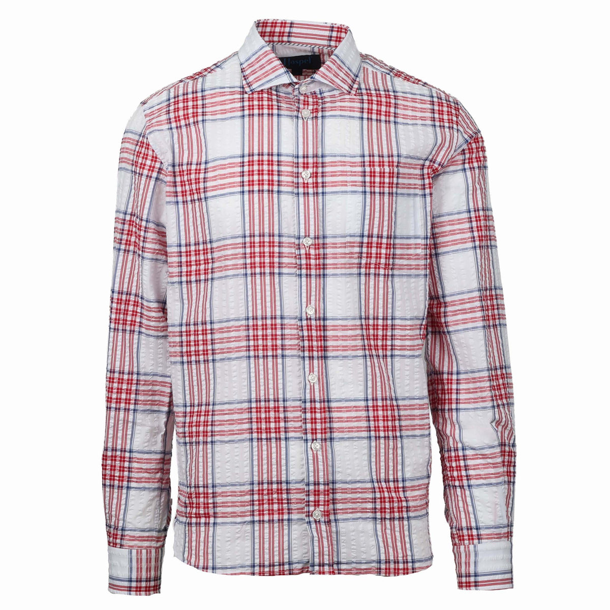 Chartres Red, White and Blue Double Pane Plaid Long Sleeve Shirt