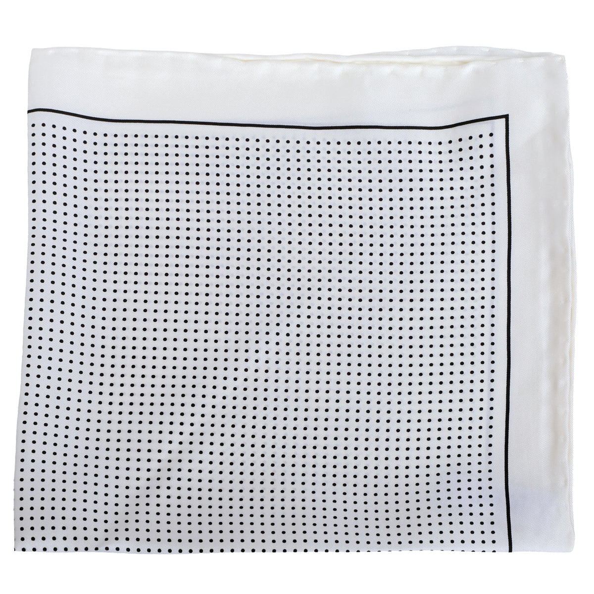 White with Black Pindot Silk Pocket Square