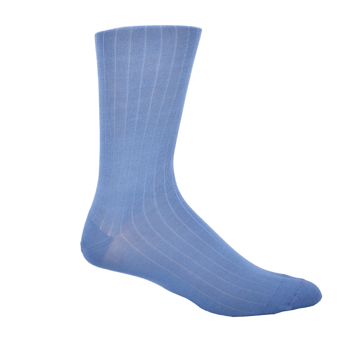 Azure Lt. Blue Solid Ribbed Mid-Calf Socks