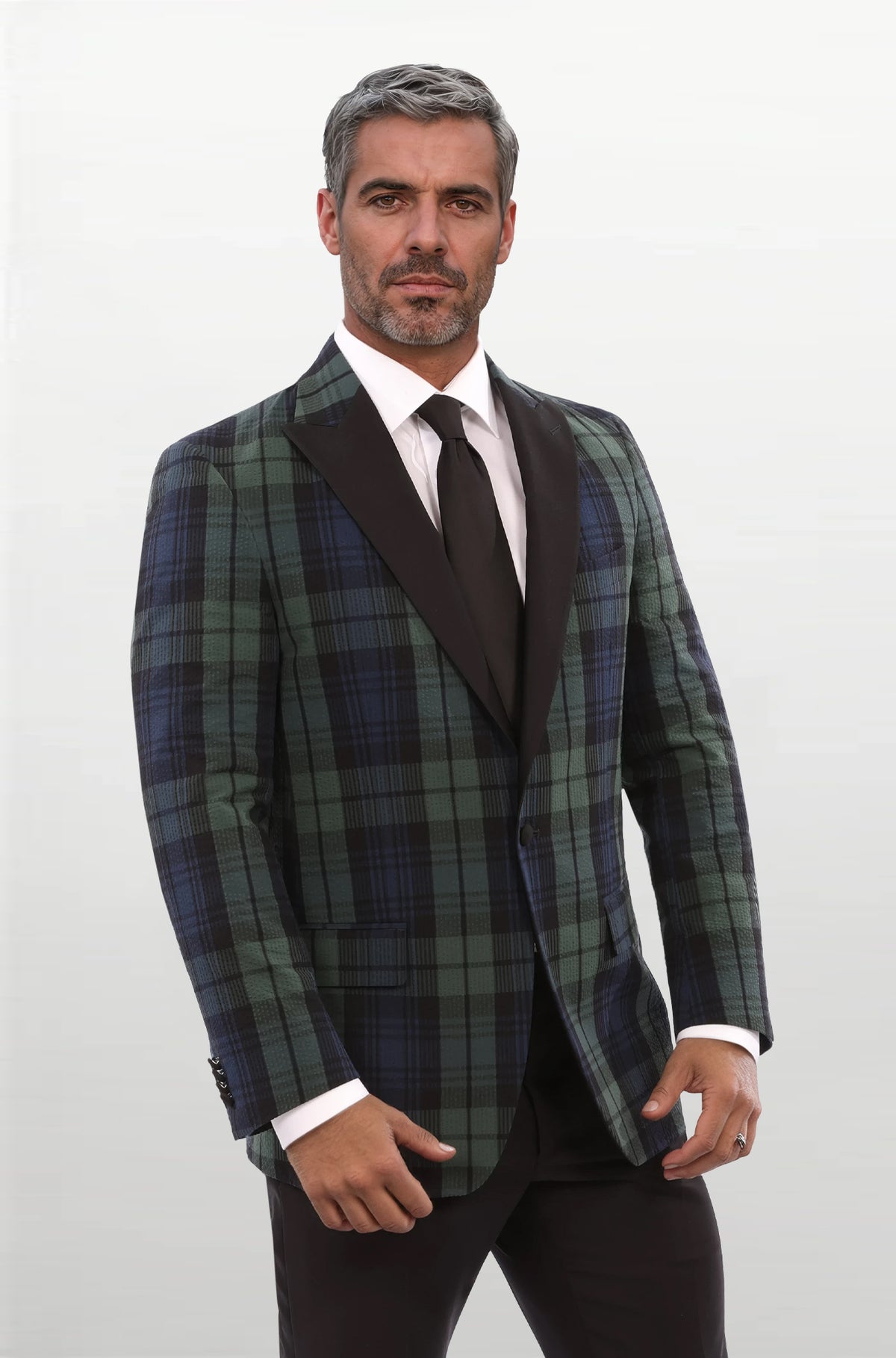 Audubon Black Watch Tartan Seersucker Dinner Jacket
