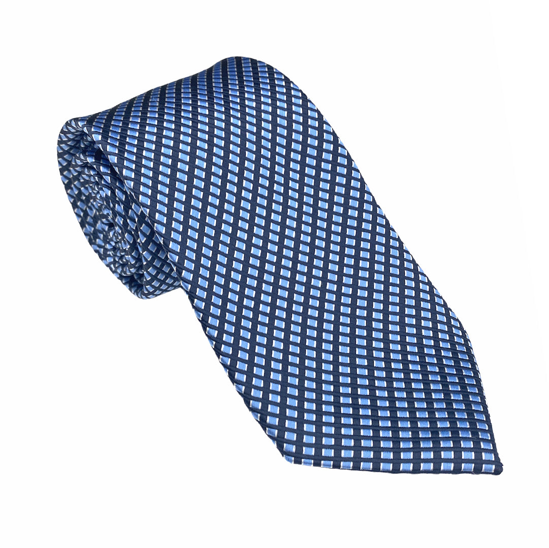 Blue & Navy Box Print Tie