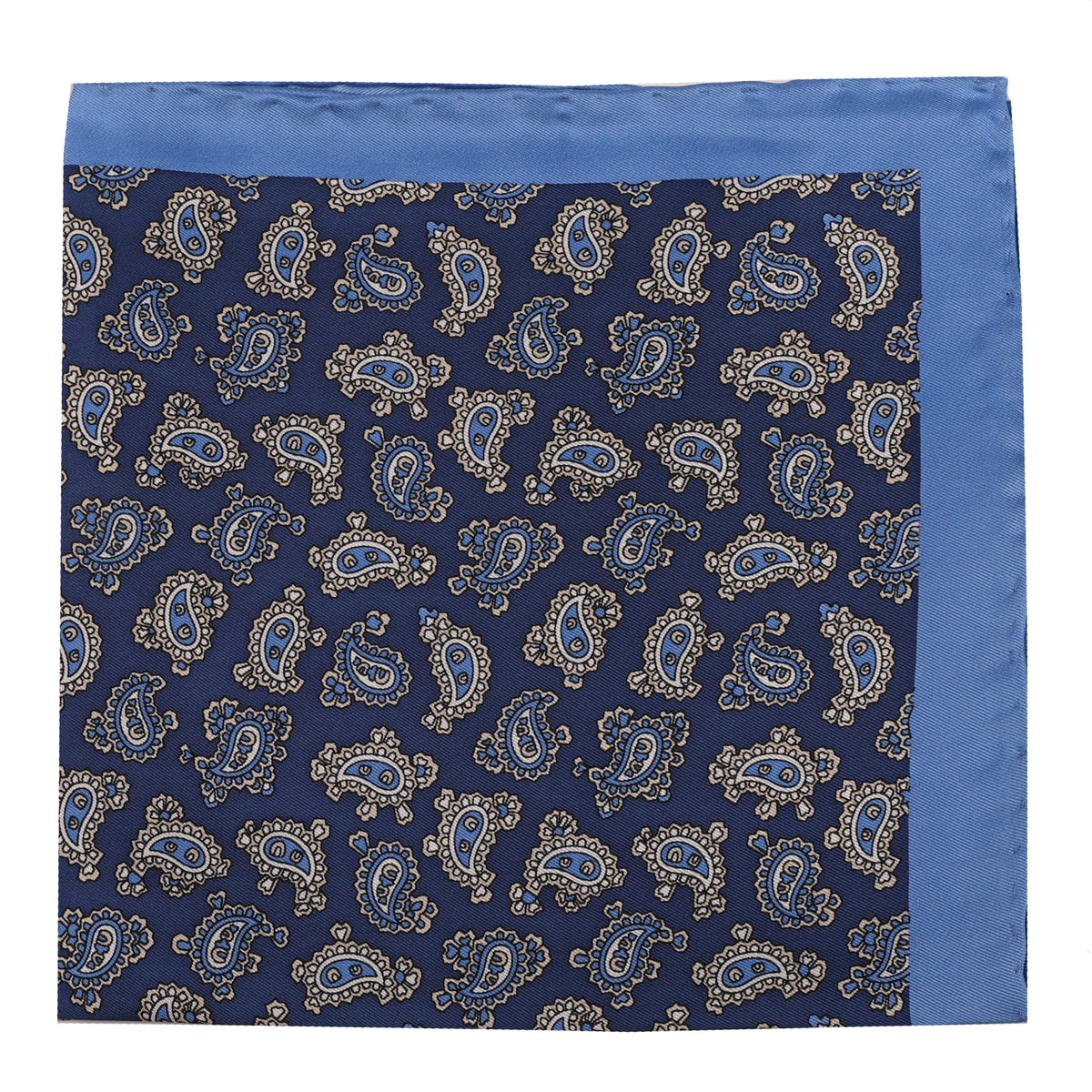 Navy & Blue Silk Paisley Pocket Square