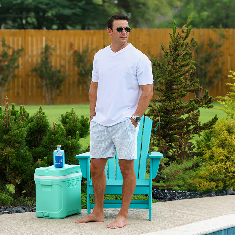 Sherwood Lt. Blue Seersucker Stretch Swimsuit