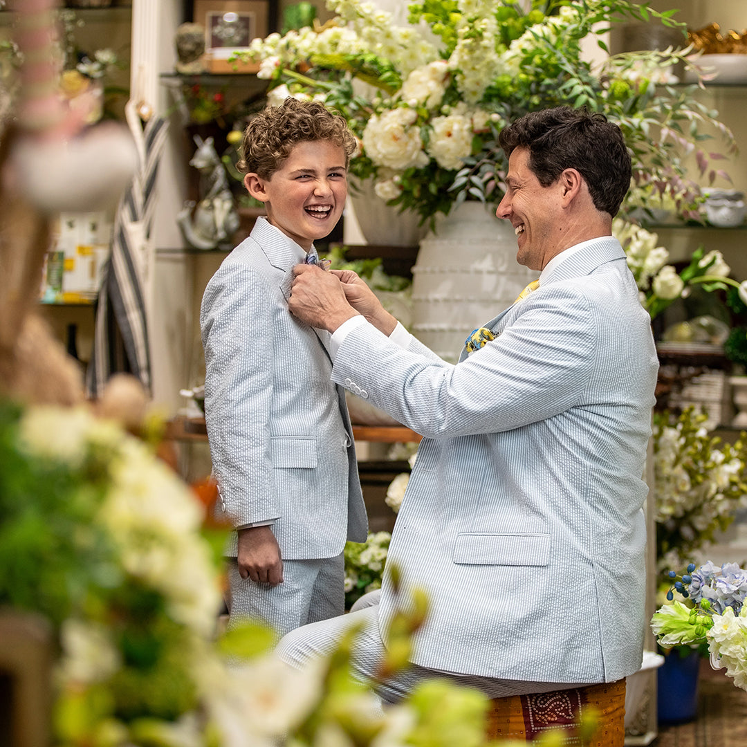 Boy's Blue Ice Seersucker Nested Suit | Seersucker Suits