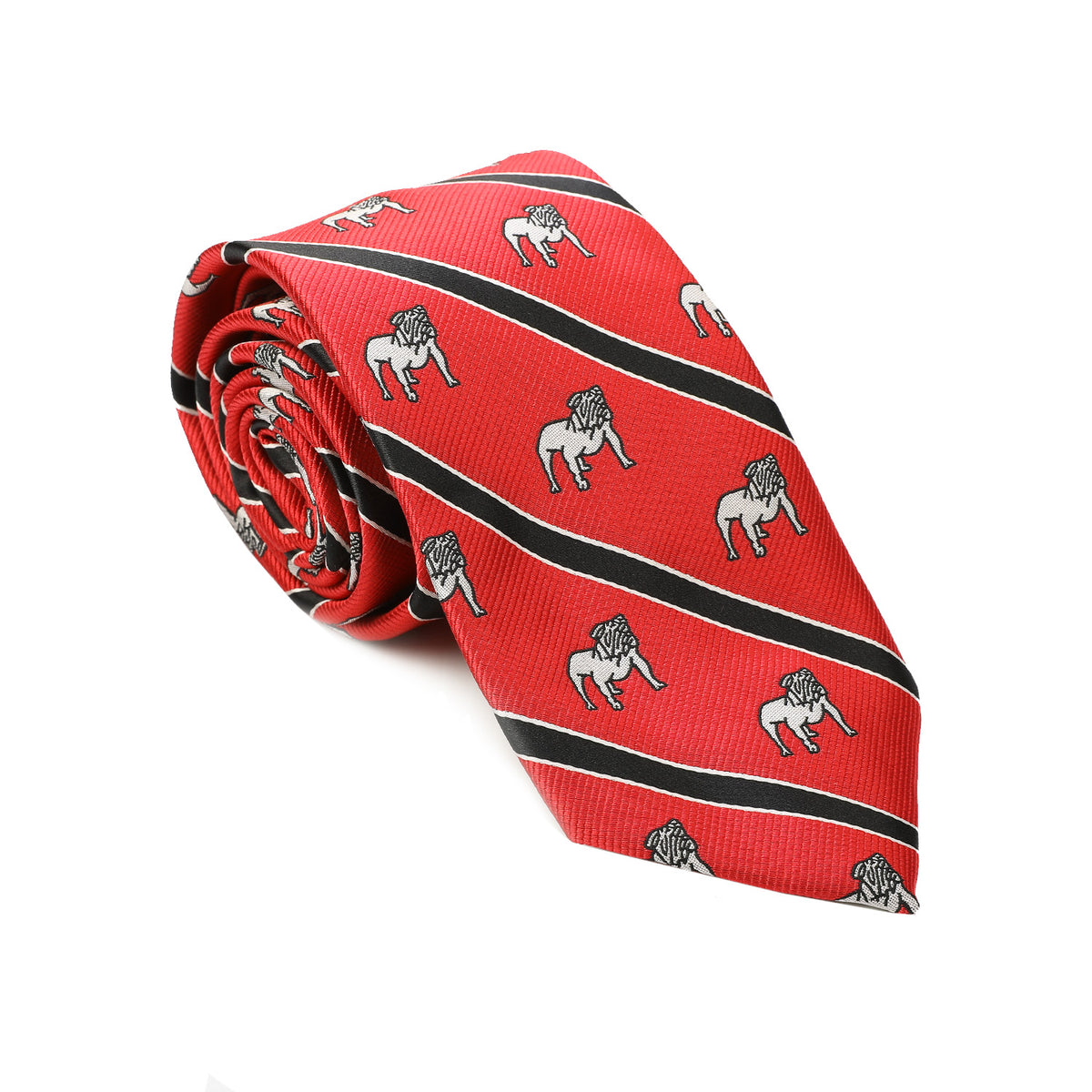 Black Red Bulldog Collegiate Stripe Tie