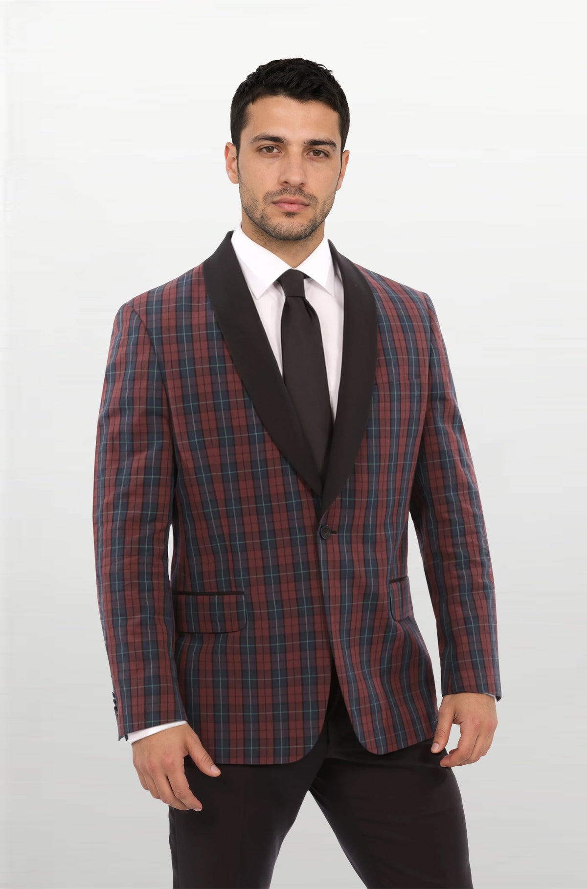 Audubon Burgundy Blue Seersucker Royale Plaid Dinner Jacket