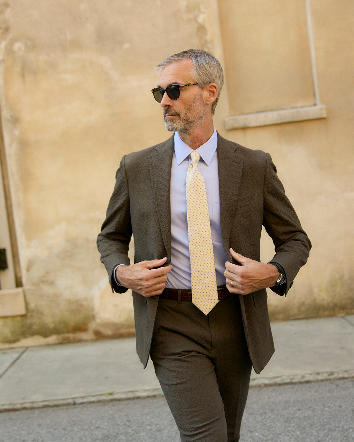 Chicory Brown Seersucker Stretch Pant