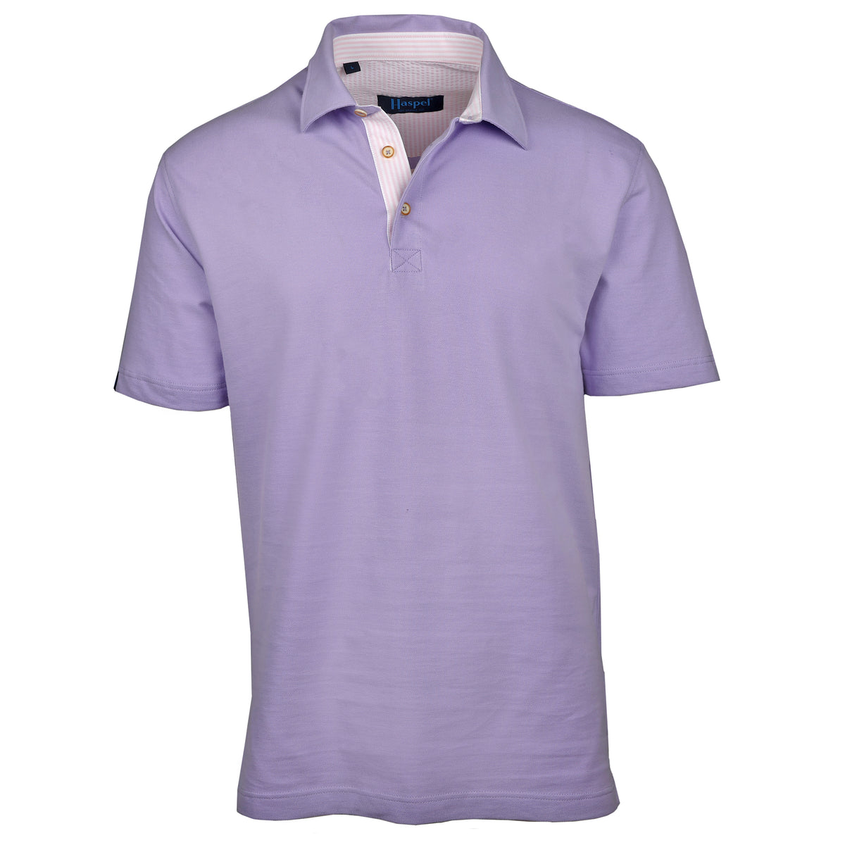 Corta TAILORED FIT Lavender Polo with Pink Seersucker Trim