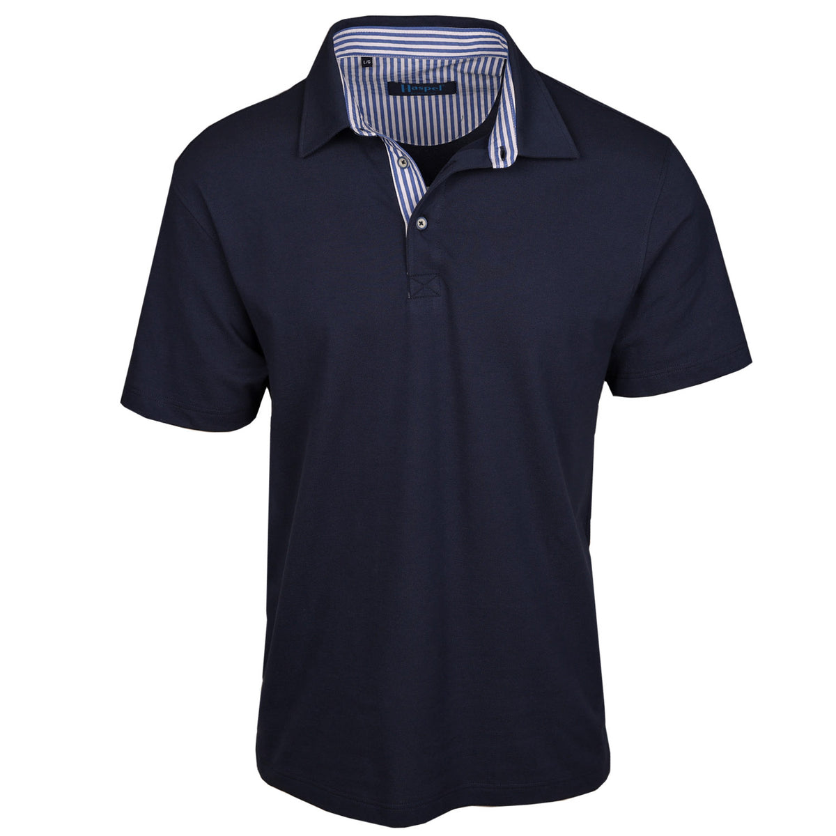 Corta TAILORED FIT Navy Polo with Blue Seersucker Trim
