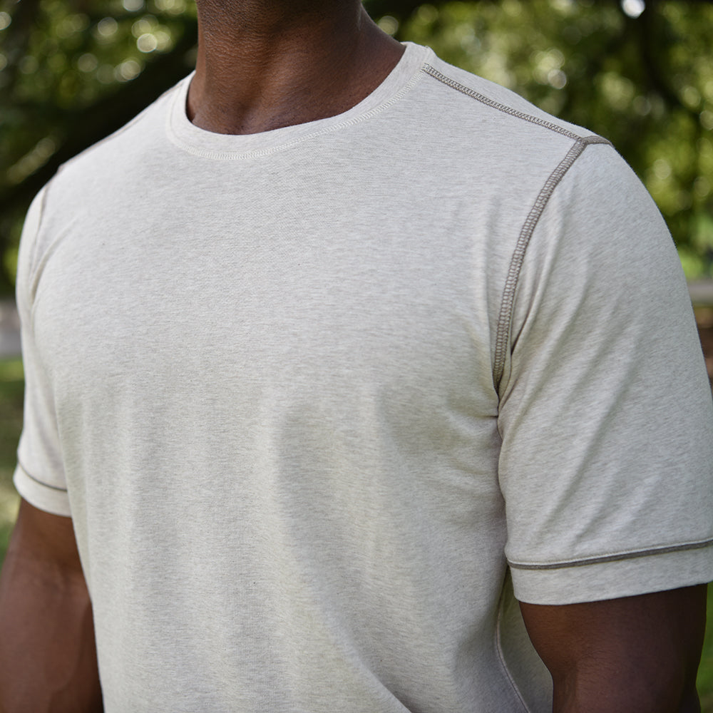Lightweight luxe is the name of the game. Keep your cool in our relaxed casual tees. Ready to relax &amp; ready for a good time.  100% Luxe Cotton • Tailored Fit • Contrast Stitching • Machine Washable • Imported