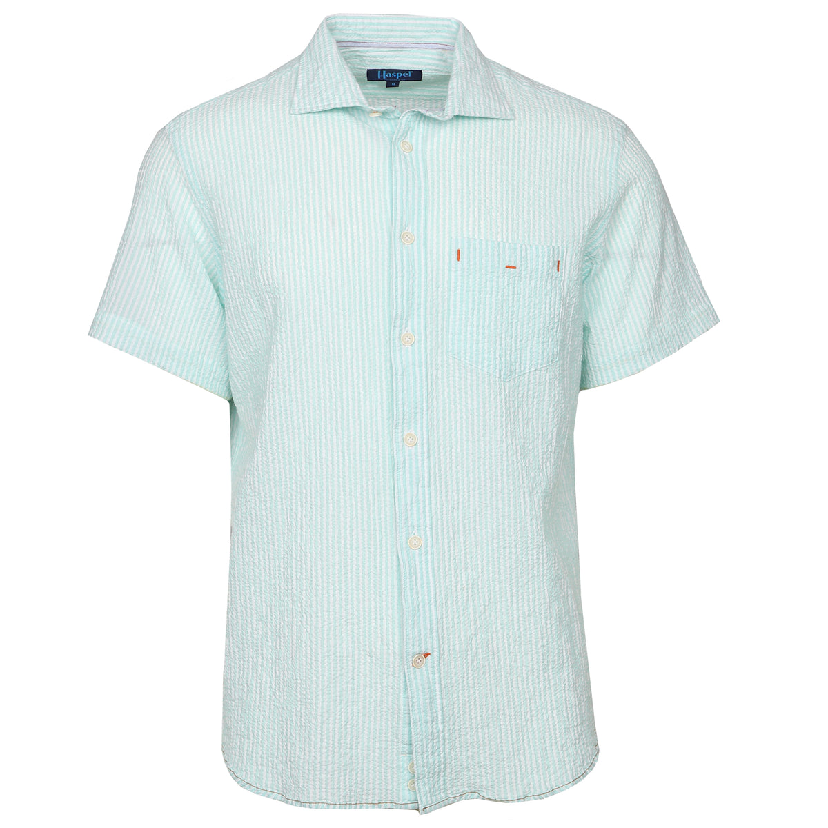 Riley Mint Green Stripe Seersucker Short Sleeve Shirt