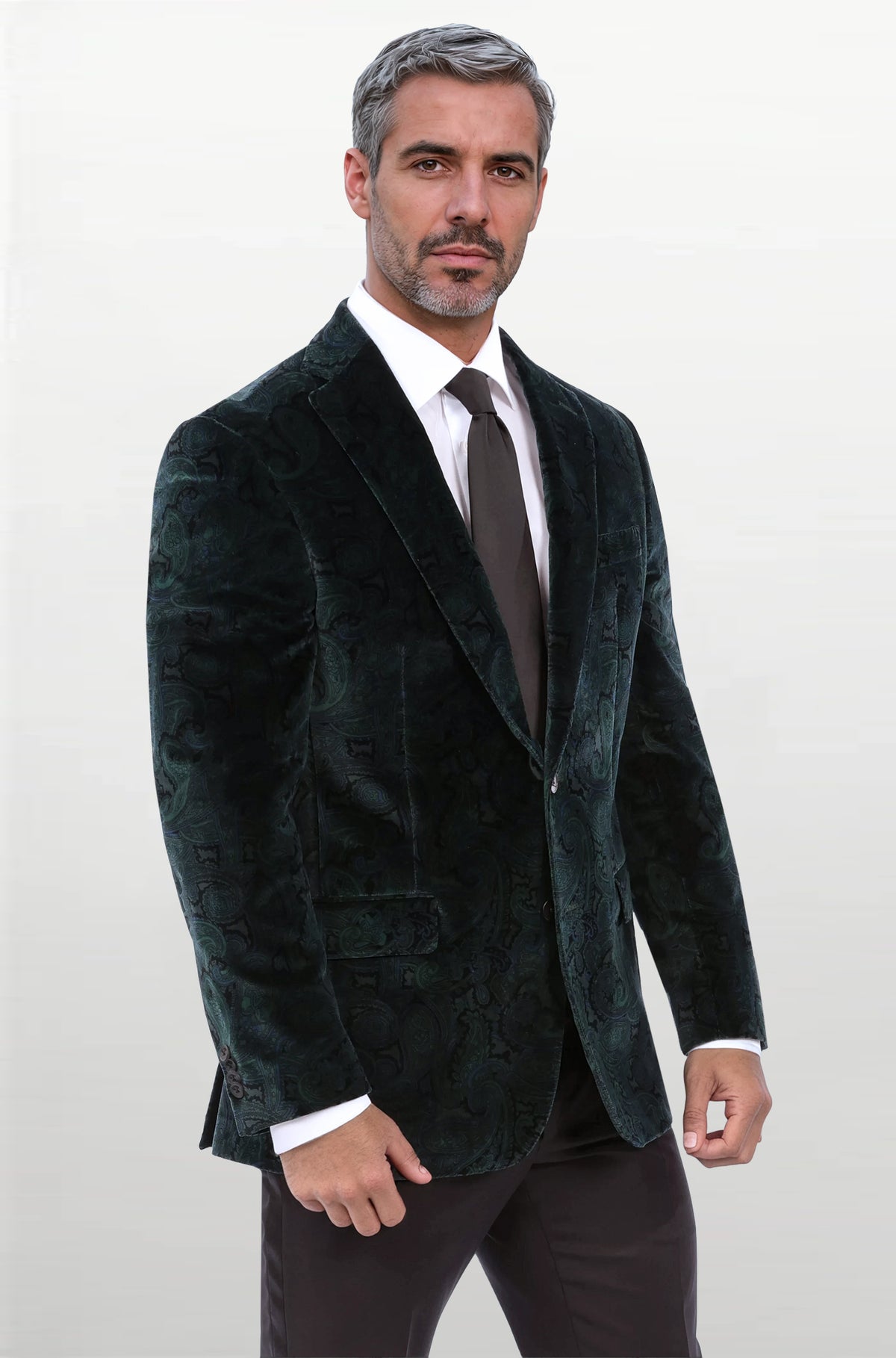 Audubon Black Green Paisley Velvet Sport Coat