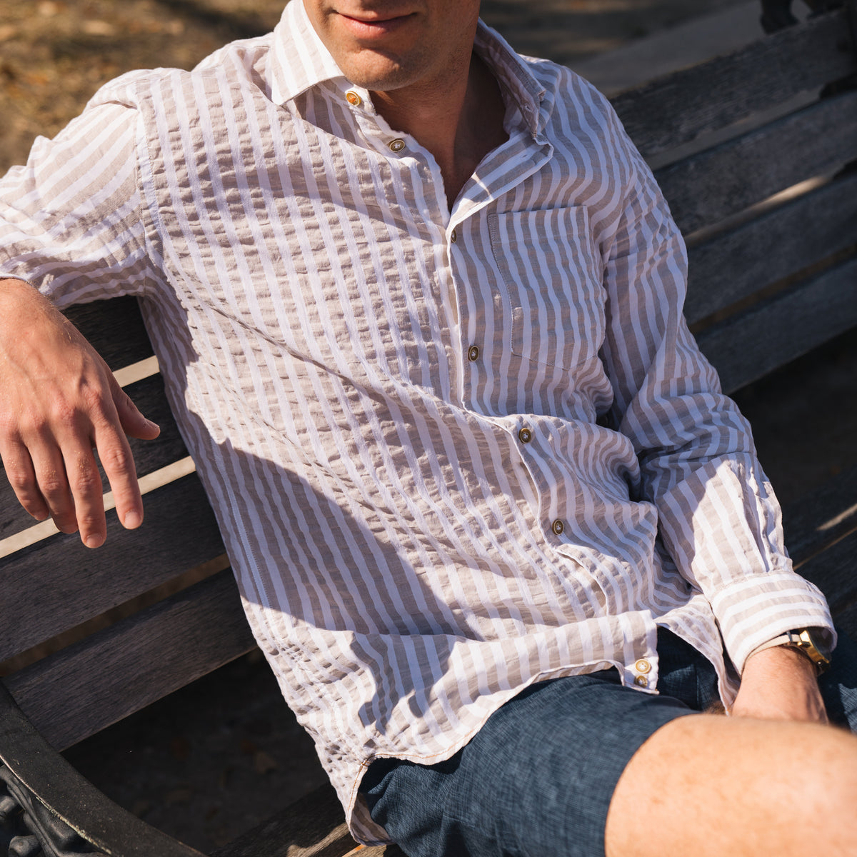 Kavanaugh Stone Washed Stripe Seersucker