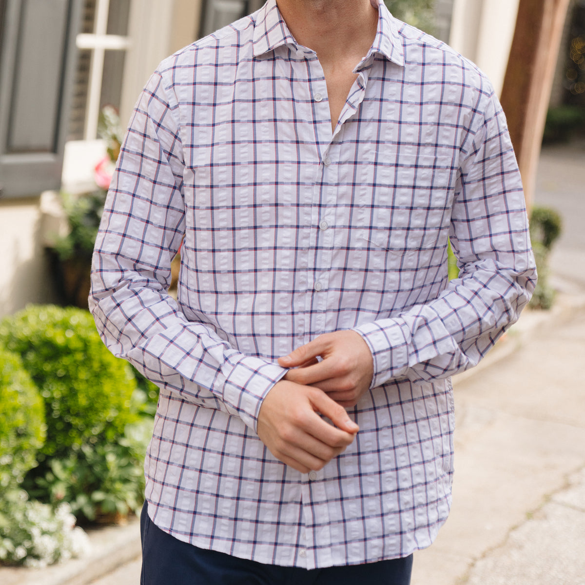 Chartres Red, White & Blue Seersucker Check