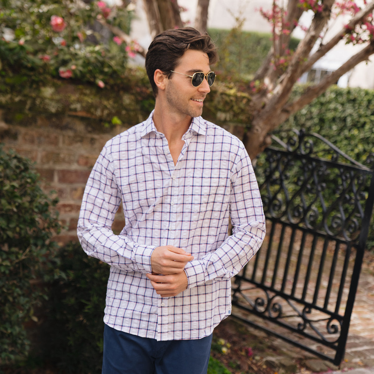 Chartres Red, White & Blue Seersucker Check