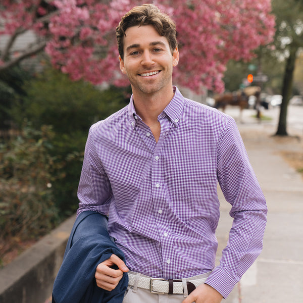 check dress shirt Men's Shirts | Franklin Purple Mini Gingham Check