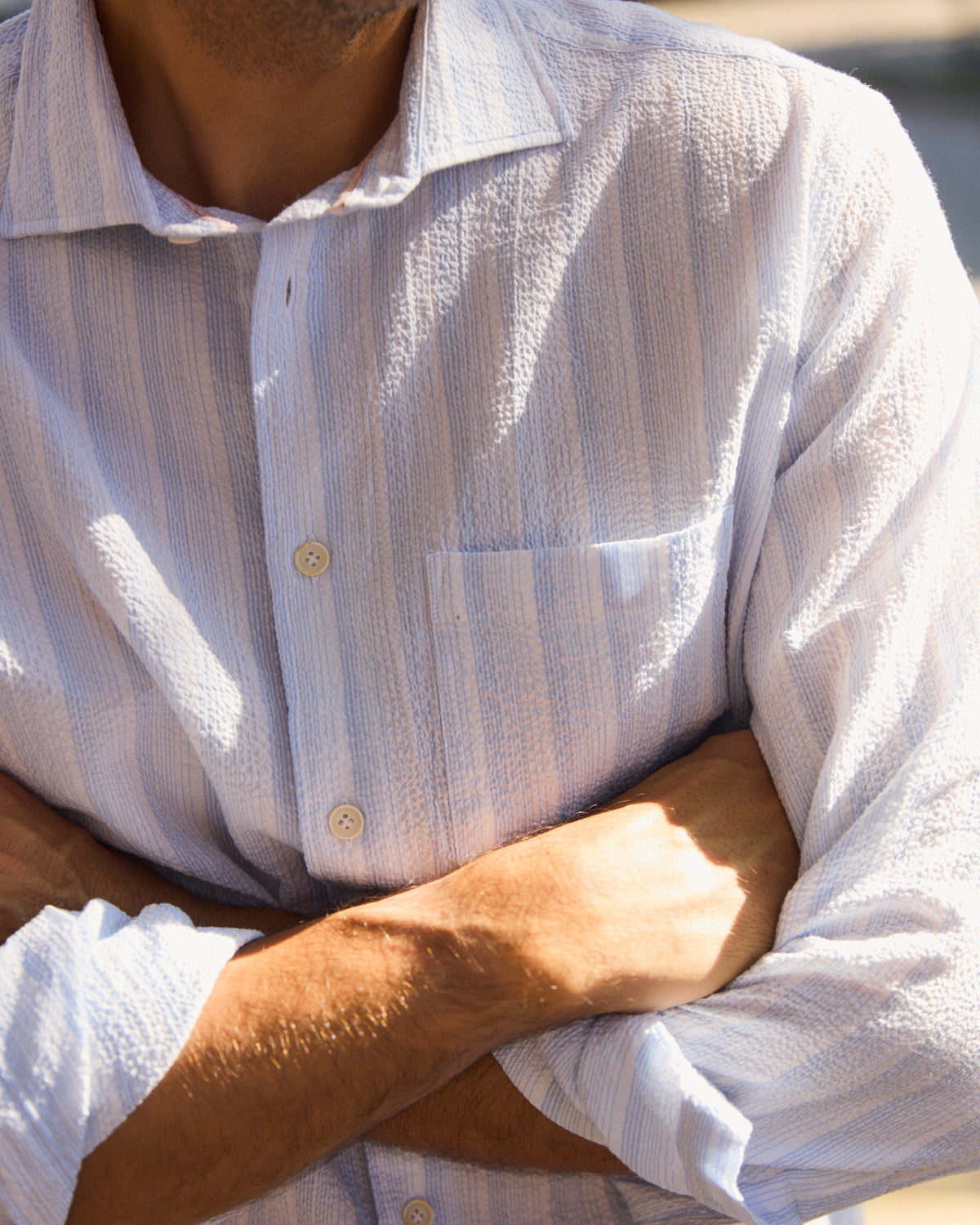 Kavanaugh Lt. Blue Stripe Seersucker Long Sleeve Shirt