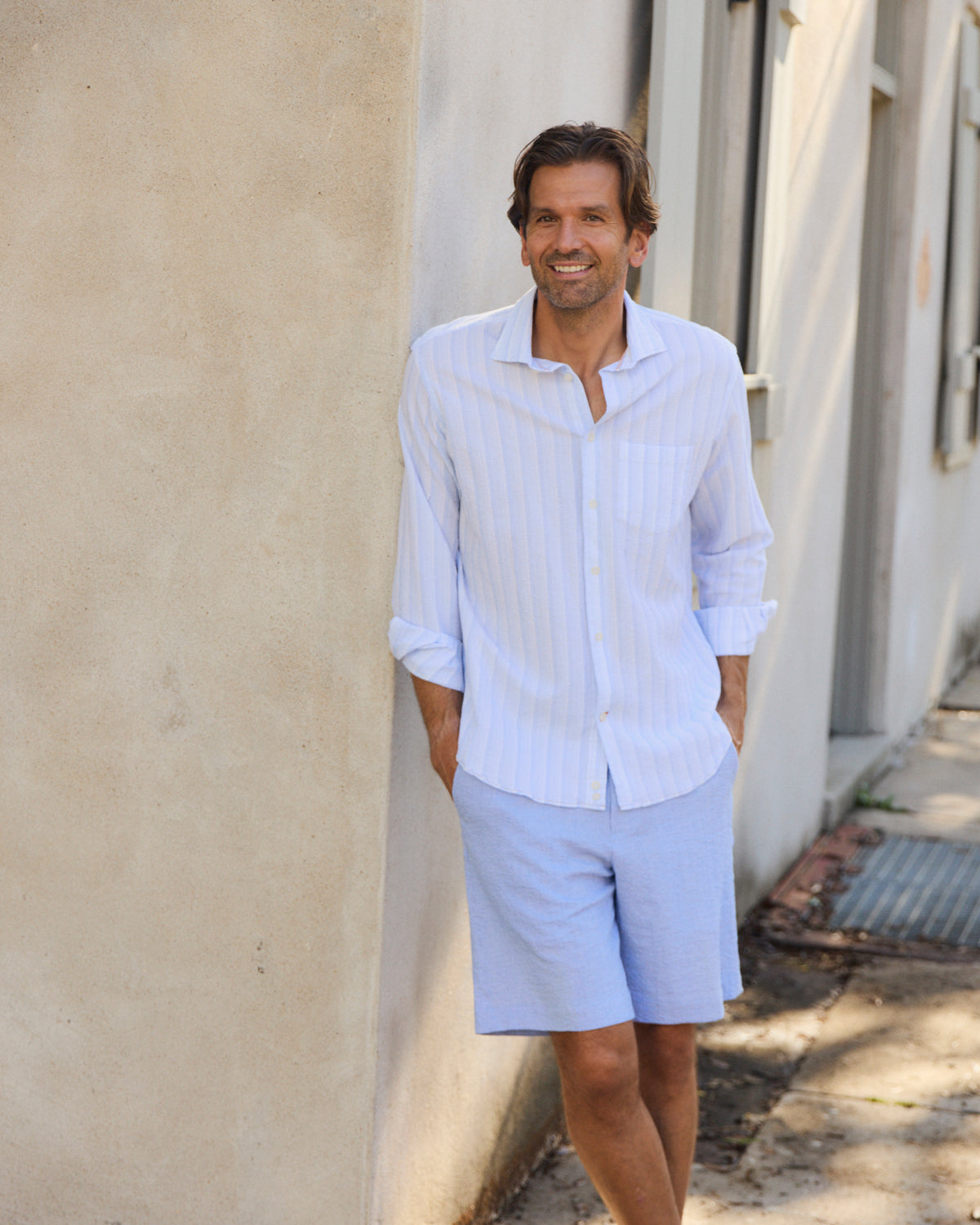 Kavanaugh Lt. Blue Stripe Seersucker Long Sleeve Shirt