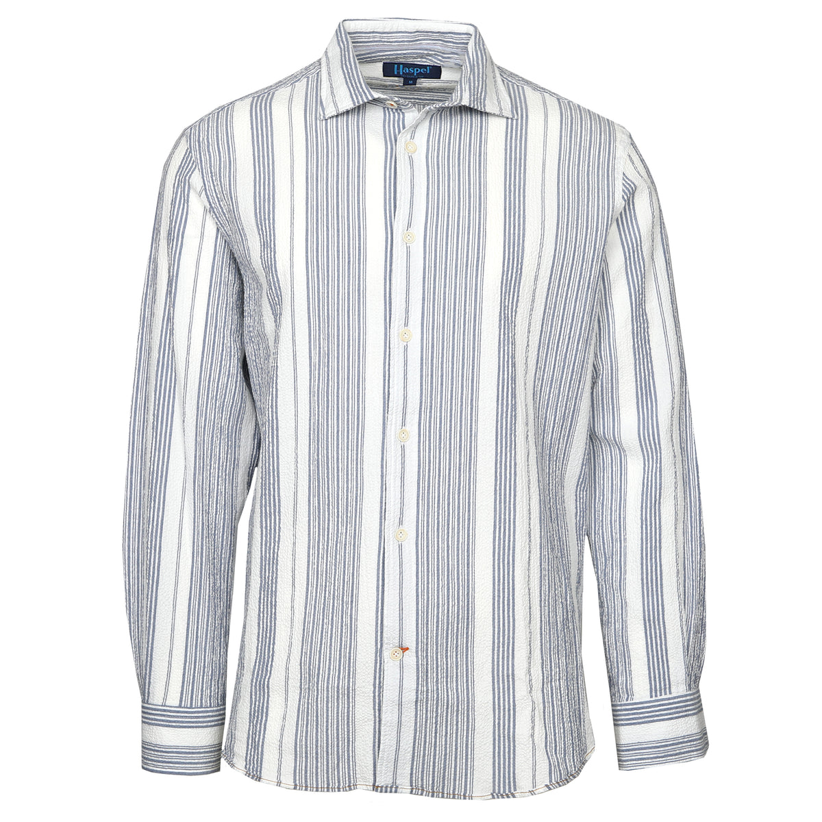 Kavanaugh Navy Blue Stripe Seersucker Long Sleeve Shirt