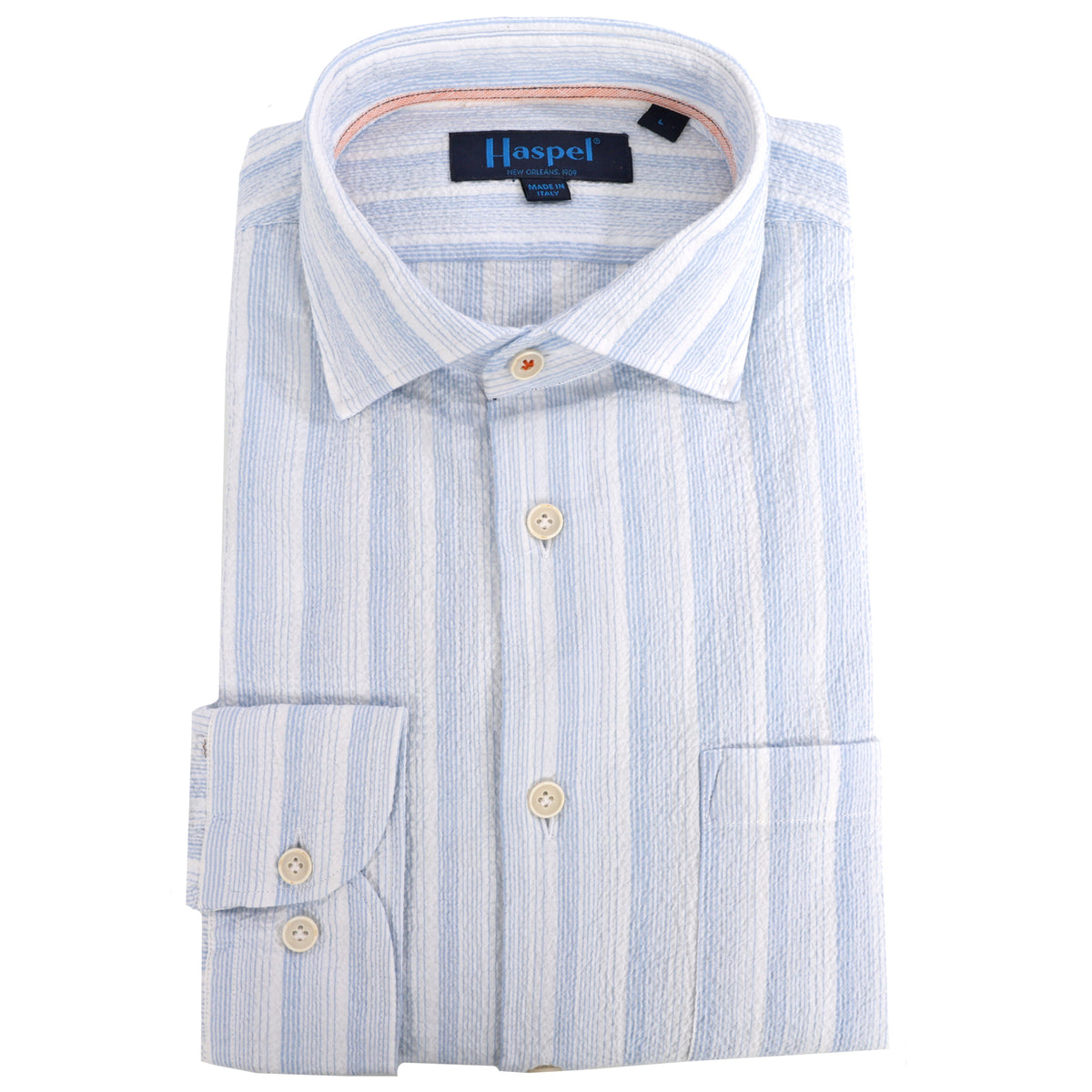 Kavanaugh Lt. Blue Stripe Seersucker Long Sleeve Shirt