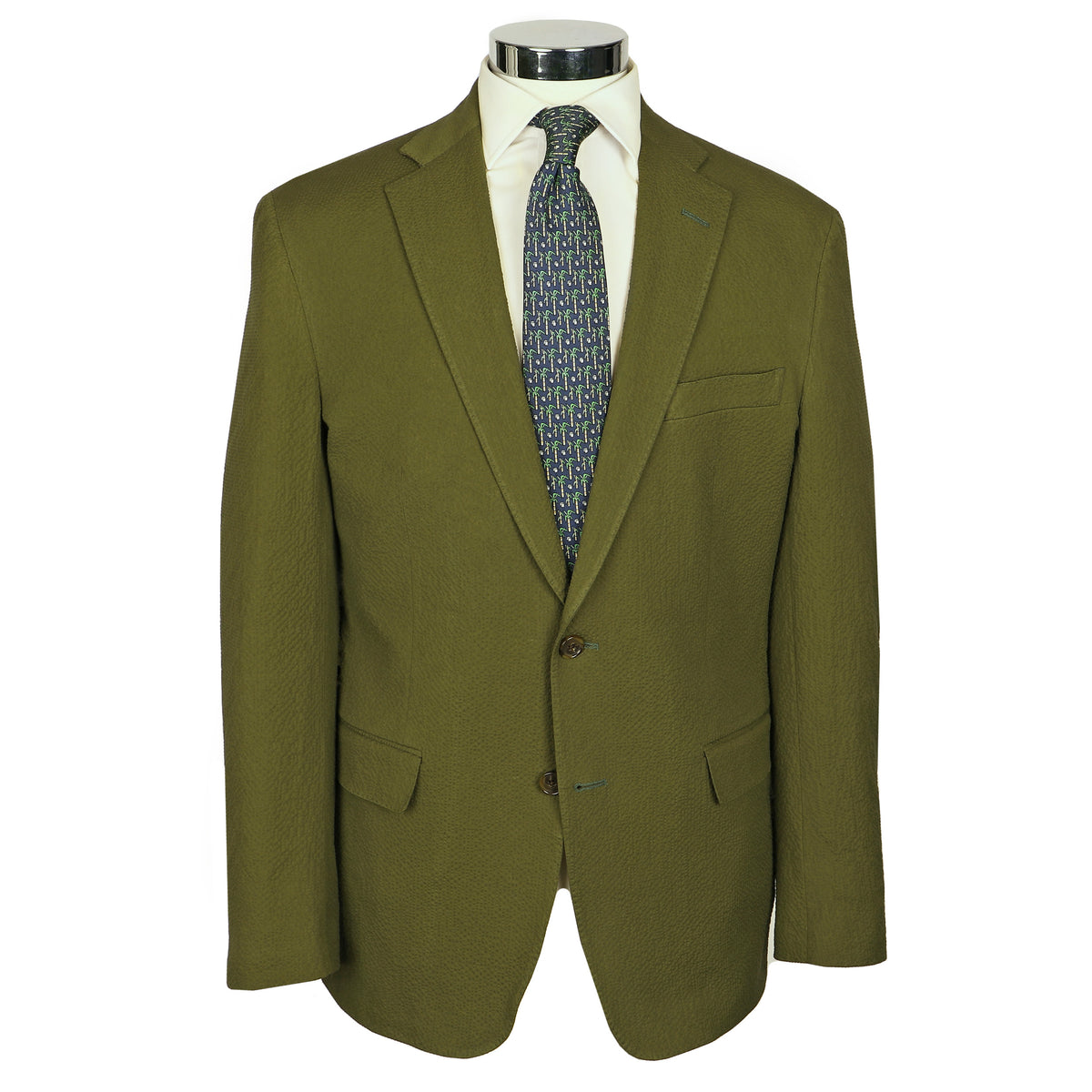 Cocktail Olive Seersucker Sport Coat