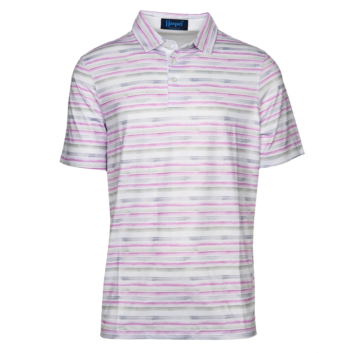 Elevate your golf game or casual game with our regal Clubhouse Violet & Gray Stripe Performance Polo. The violet and grey pattern offers both elegance and premium performance for an exclusive and sophisticated feel.