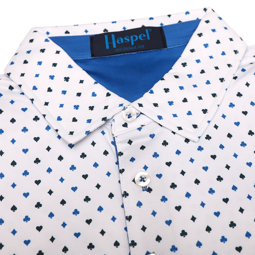 Elevate your golf game or casual game with our regal Clubhouse Club & Heart Performance Polo. The bold club & heart pattern offers both elegance and premium performance for an exclusive and sophisticated feel.