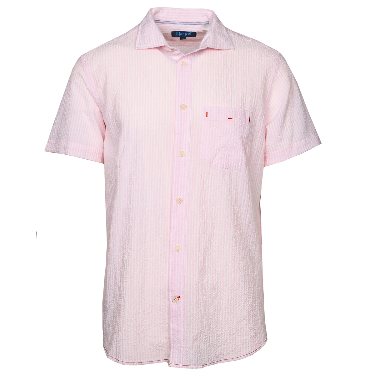 Riley Pink Stripe Seersucker Short Sleeve Shirt