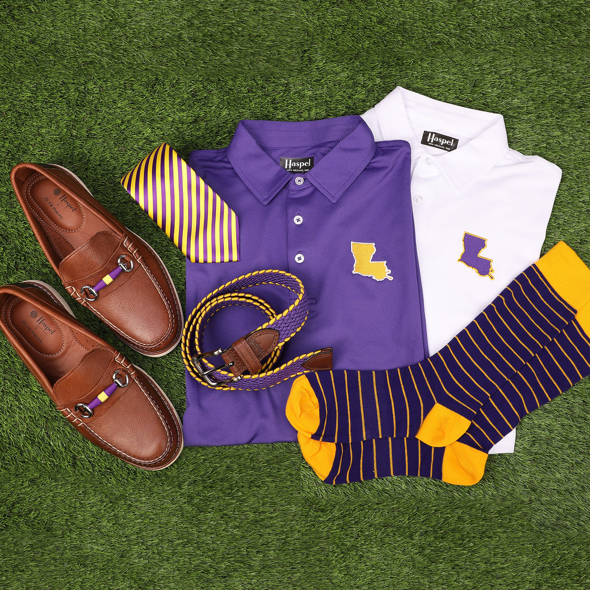 Louisiana White, Purple, & Gold Driway™ Performance Polo