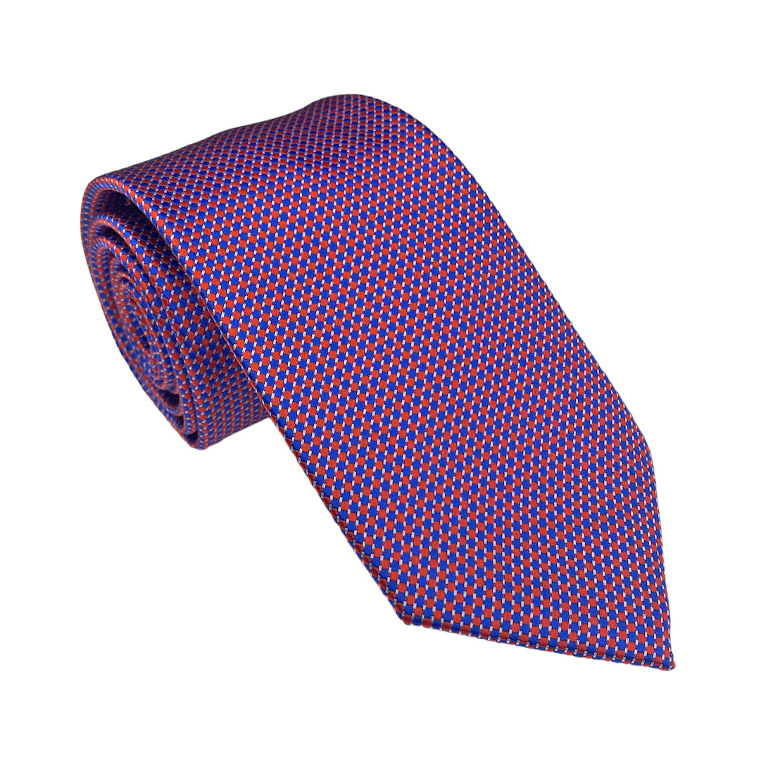 Red & Blue Mini Box Check Tie