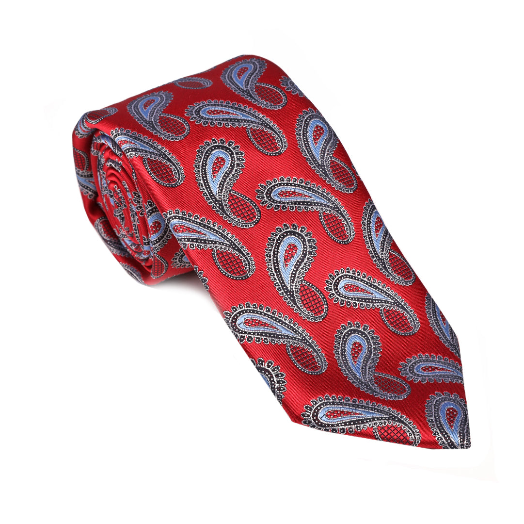 Red & Blue Large Paisley Tie