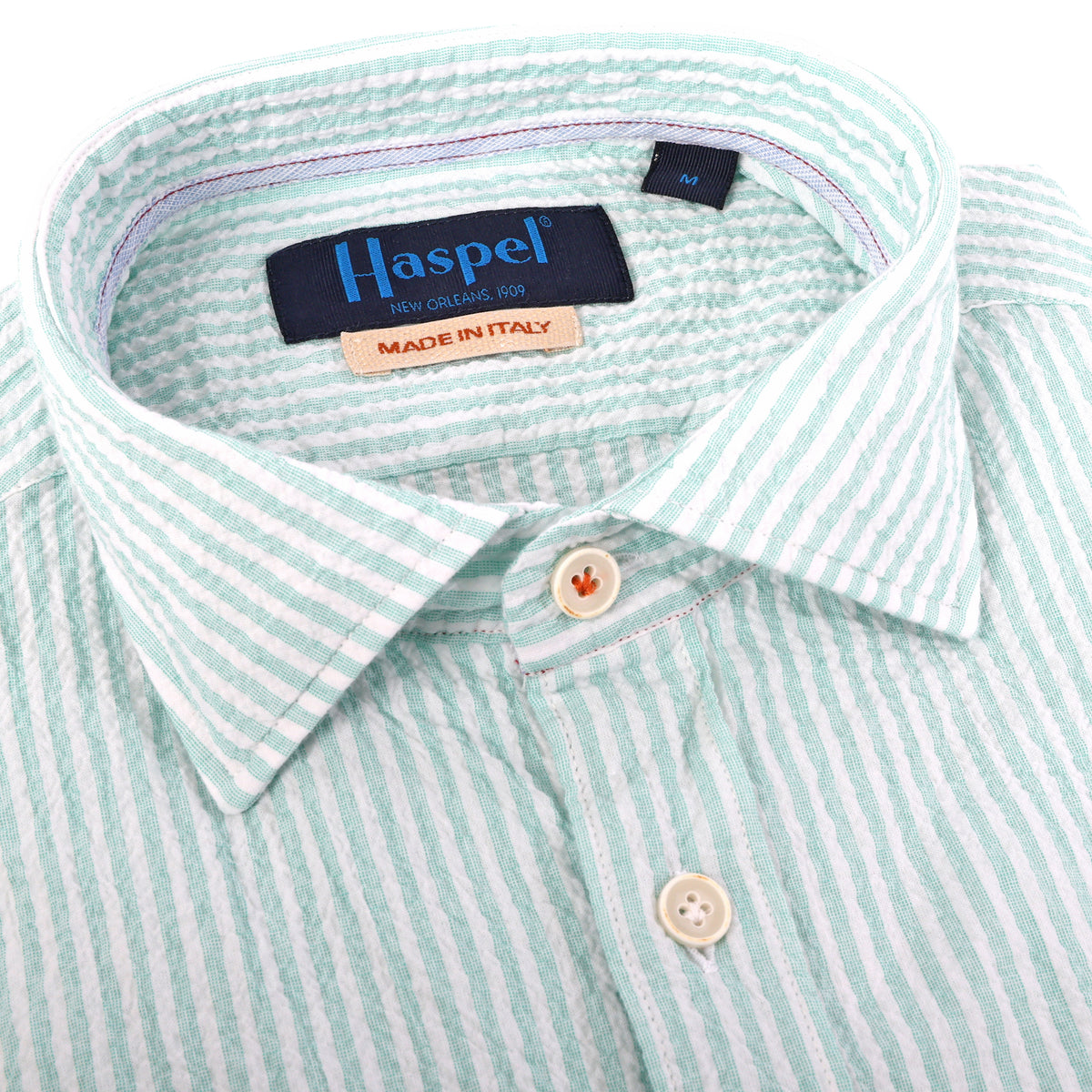 Riley Mint Green Stripe Seersucker Short Sleeve Shirt