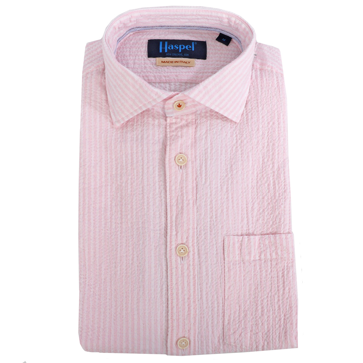 Riley Pink Stripe Seersucker Short Sleeve Shirt