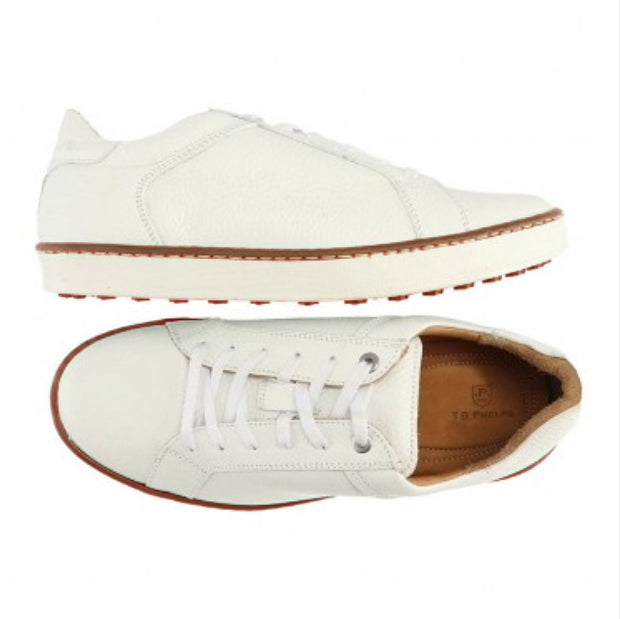 Haspel x T.B. Phelps Fairway Golf Sneaker - White Leather