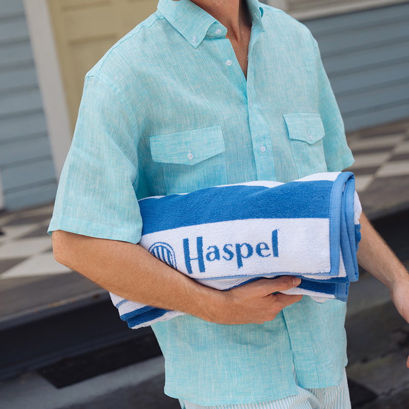 Sea Breeze Short Sleeve Teal Linen Shirt