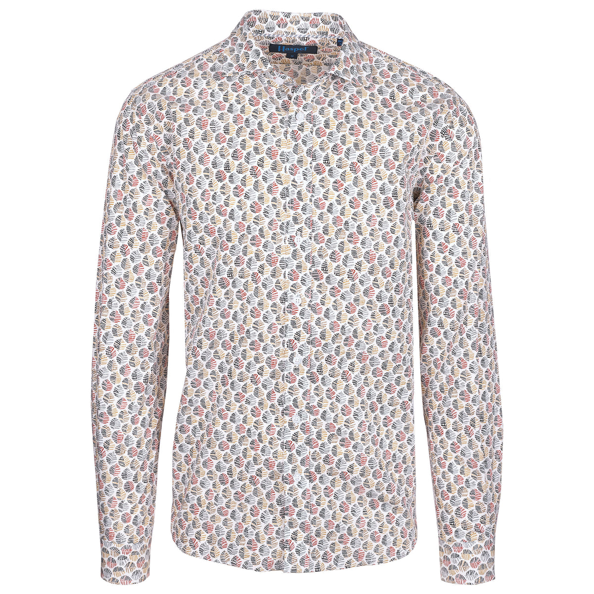 The Carroll Red &amp; BlackPrint Shirt features a daring leaf pattern in vivid reds, blacks, and tans. Featuring striking white buttons, this sport shirt will take you from the office to the outdoors with a fearless look.  100% Cotton • Spread Collar • Long Sleeve • Machine Washable • Made in Italy • Return Policy
