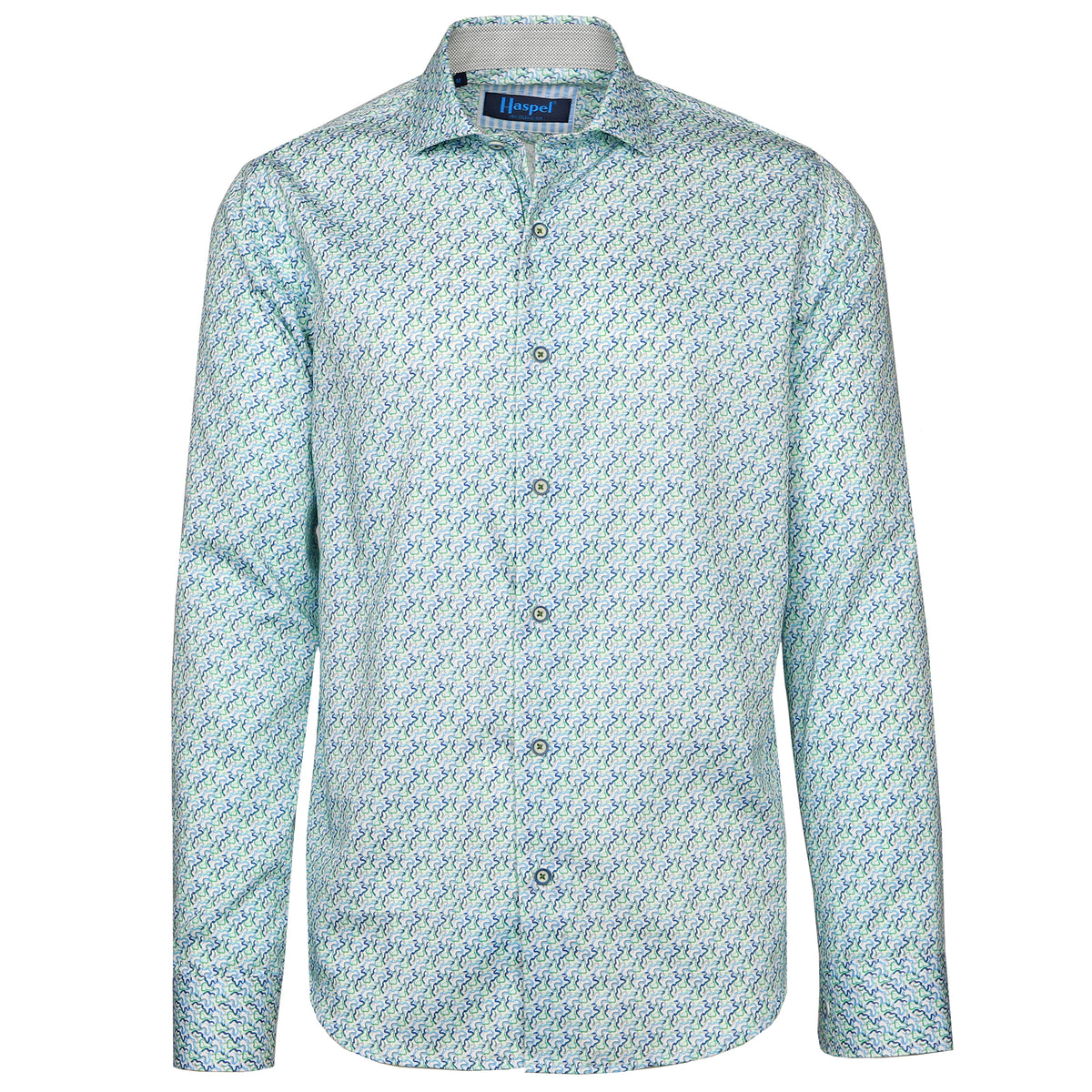 Ride the wave of style and comfort in our Carroll Blue & Green Wave Long Sleeve Shirt. Made with breathable materials, this playful shirt is perfect for any occasion. Whether you're hitting the beach or hanging out with friends, this shirt has got you covered.