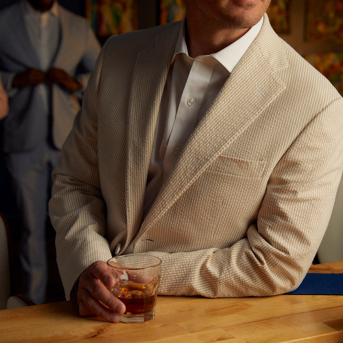 Crawfish, crab or lobster bisque? We don't care as long, as it's in that creamy, comforting creole base. Seersucker stretch, ultimate comfort, just add crawfish. Our pants are unfinished with a 37.5" inseam, enough length to cuff or not cuff, your call.   97% Cotton / 3% Lycra Haspel Exclusive Seersucker Stretch Fabric • Maximized Seersucker Pucker • Audubon Classic Fit • Flat Front • Unfinished Bottom (37.5") • Dry Clean • Made in U